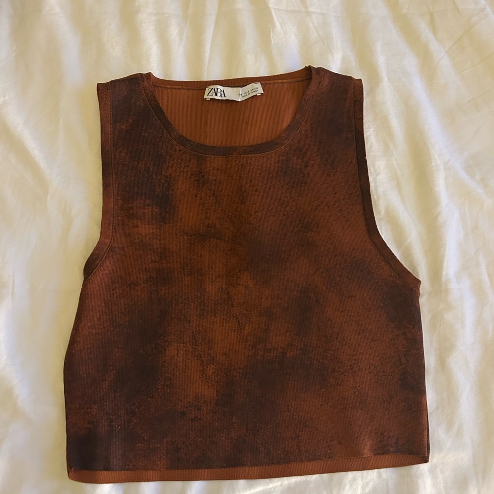 Zara Rich Brown Sleeveless Crop Top